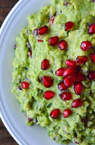 pea and pomegranate guacamole