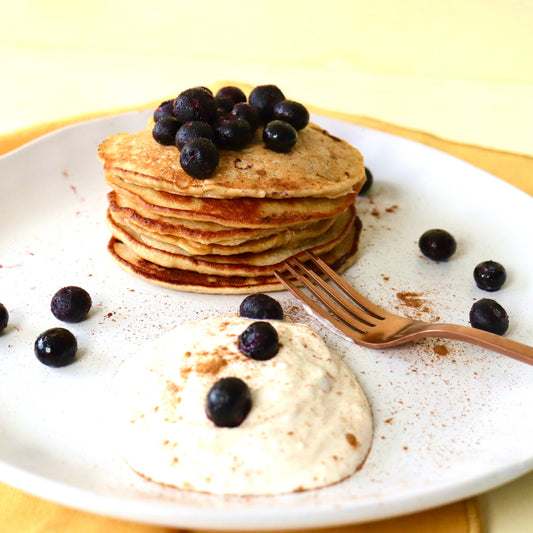 fluffy keto blueberry pancakes